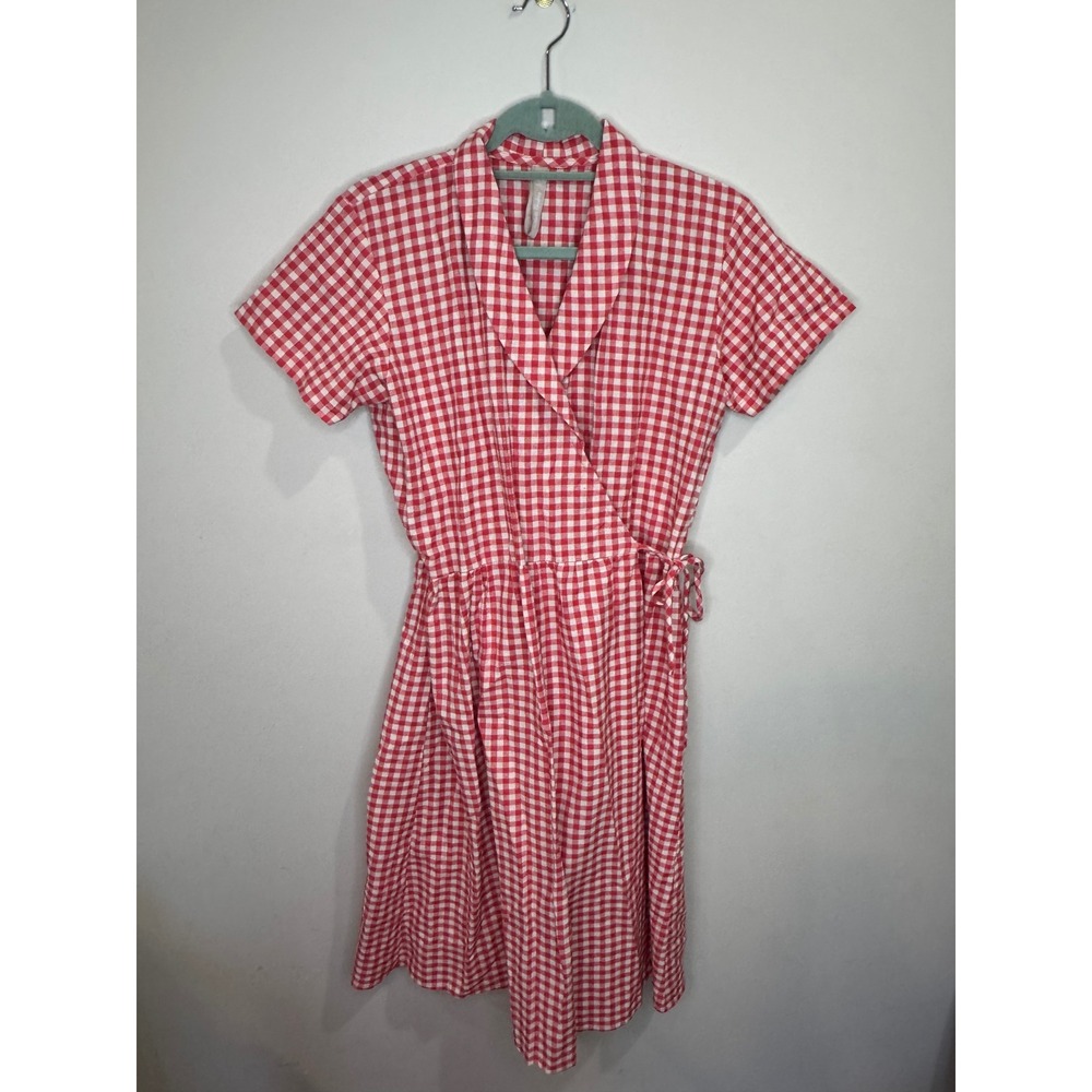 Mata Traders Red Gingham Wrap Dress Sz L